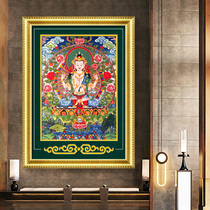 Cross-stitch living room 2021 new thread embroidery four-arm Guanyin Buddhist Thangka version of the entrance handmade Chinese style self-embroidery