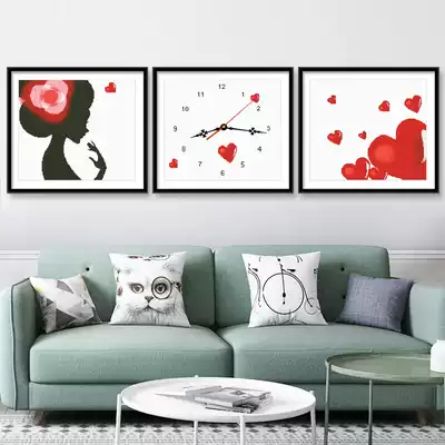 Clock cross stitch embroidery living room simple modern large wall clock handmade 2021 New thread embroidery simple embroidery