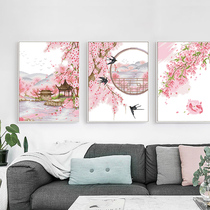 Cross stitch living room 2021 new thread embroidery small household handmade self-embroidery simple modern flower peach flower small piece