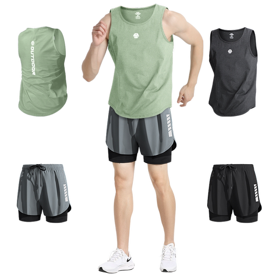 健身衣服男背心夏季跑步短裤田径马拉松装备篮球训练速干运动套装