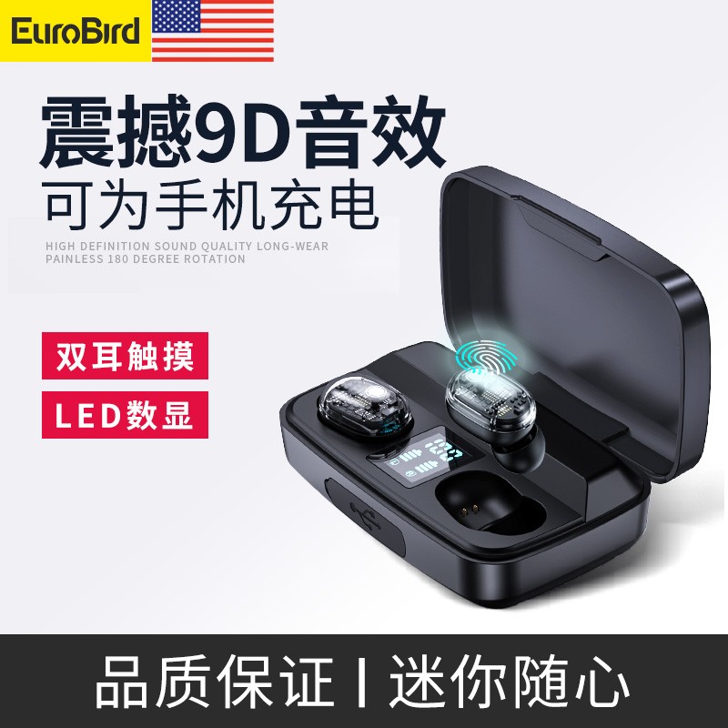 (Transparent) New double ear Bluetooth headphones Invisible In-ear Sports Men Running 5 0 Single ear True Wireless TWS with charging bin extra-long sequel standby for Apple Android 2021
