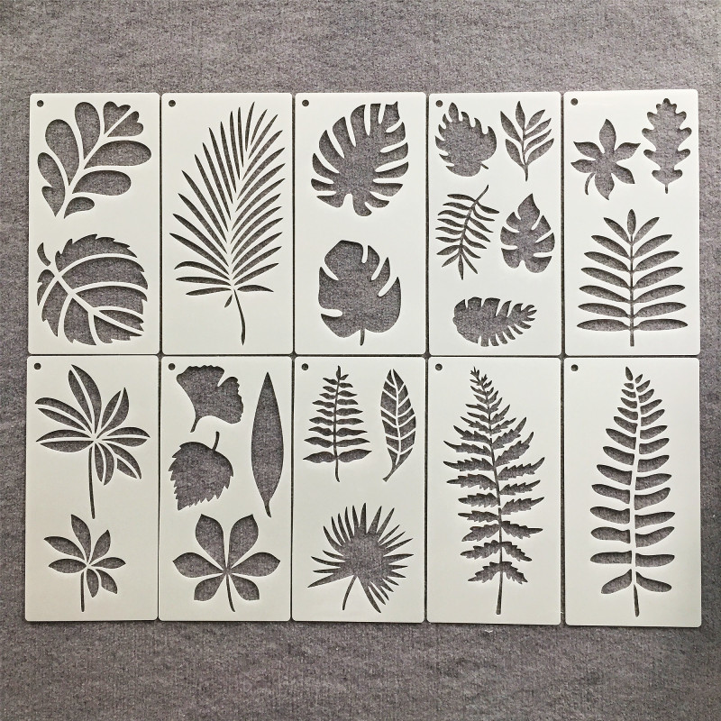 New Plant Leaves and Flowers Hollow-Out Student Painting Spring Template Spray Painting Wall Pattern Carving Template