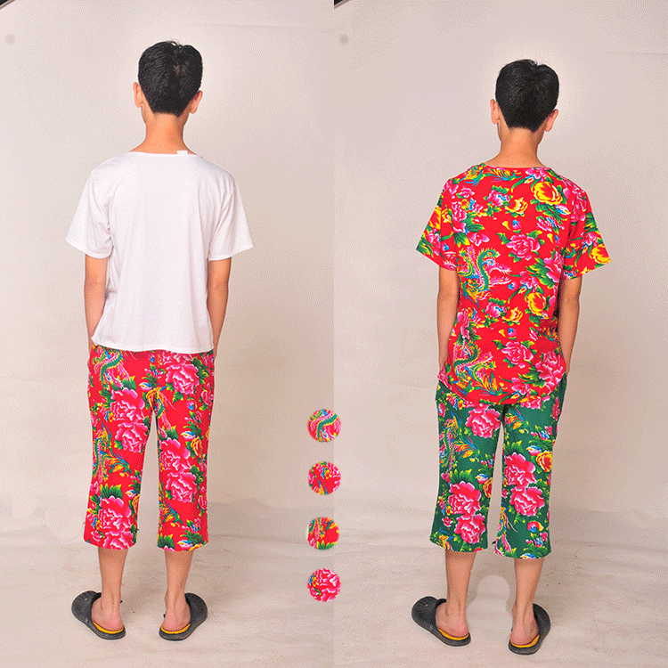 Quần short hoa nam đông bắc, quần âu, quần áo gió quốc gia, quần cotton, quần đi biển, size lớn quần short nam
