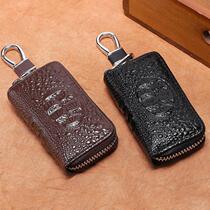 Key bag mens genuine leather multifunction zipped crocodile back car key bag male and female universal lock spoon for men and women