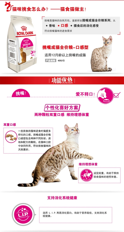 Royal Canin Royal Cat Food Toàn năng được tối ưu hóa thành thức ăn cho mèo - Mèo ngon ES35 / 0,4kg - Cat Staples thức ăn mèo royal canin