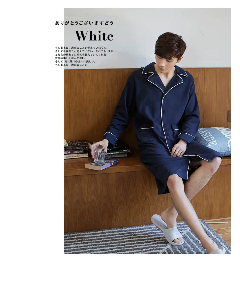 2018 mùa thu mới váy ngủ nữ cotton dài tay nút màu rắn áo choàng nam áo choàng tắm áo choàng đôi đồ ngủ mùa thu đầm ngủ nữ