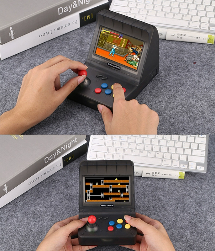 Cool con mini arcade Mini máy chủ tương tự retro hoài cổ cầm tay sạc màn hình lớn đôi rocker giao diện điều khiển trò chơi - Bảng điều khiển trò chơi di động