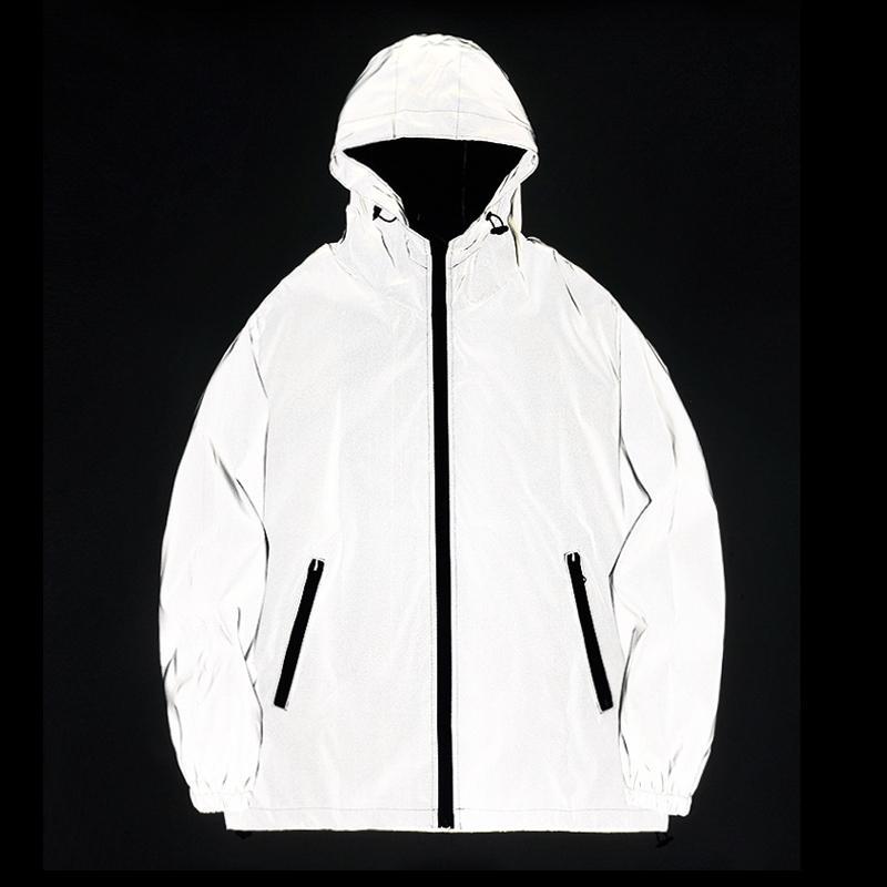 Stage Performance Luminous Hooded Jacket Reflective Spring and Autumn Jacket 18-25 Youth Sports Trendy Outdoor Jacket