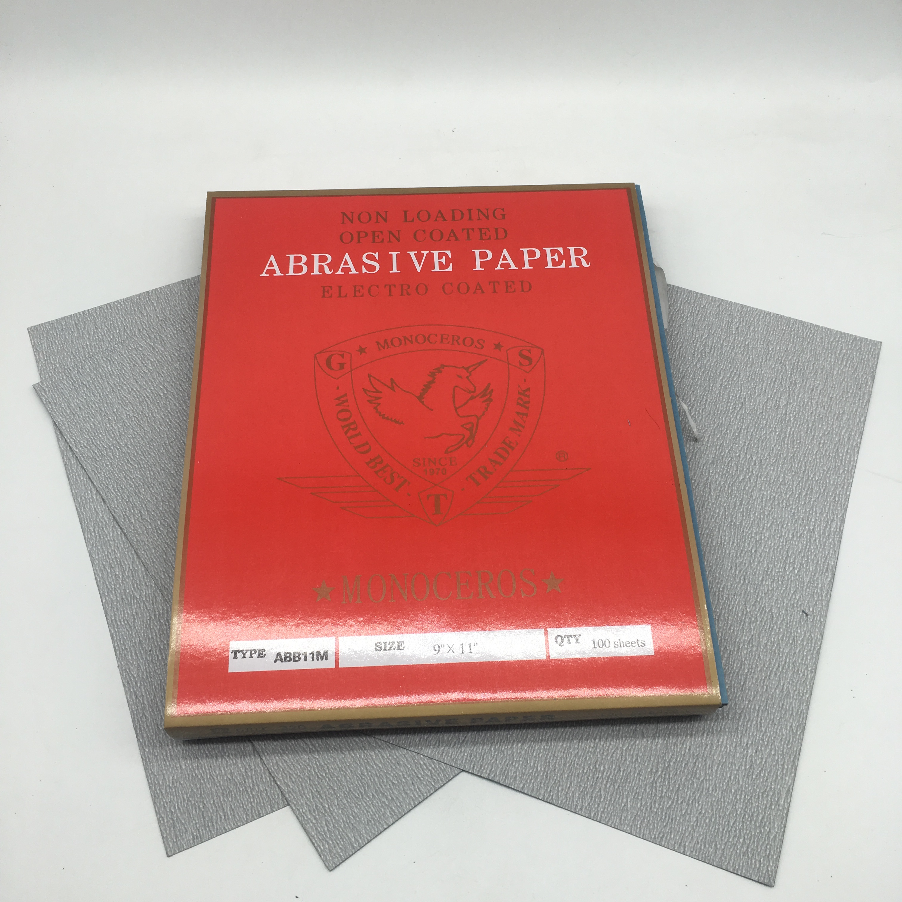 Production manufacturer Korea Flying Horse Sand Paper Furniture Wood Metal Polished Blue Latex Paper Dry Frosted Paper
