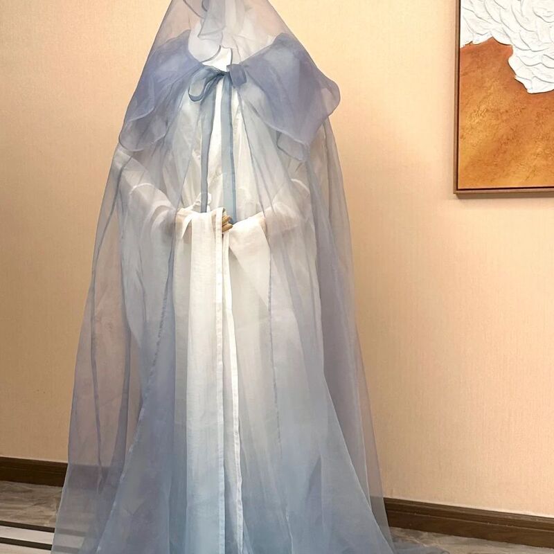 Cool and Ethereal Tang and Song Dynasty Style Wei and Jin Dynasty Cosplay Hanfu Thin Long Cape with Hood for Photo Shoots Cool and Ethereal Tang and Song Dynasty Style Wei and Jin Dynasty Cosplay Hanfu Thin Long Cape with Hood for Photo Shoots