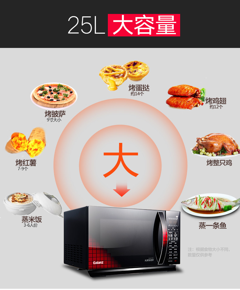 lo nuong banh Lò vi sóng bên trong bằng thép không gỉ Galanz / Galanz G80F25YaSLVIIN-C2 (B1) 25L lo nuong sanaky
