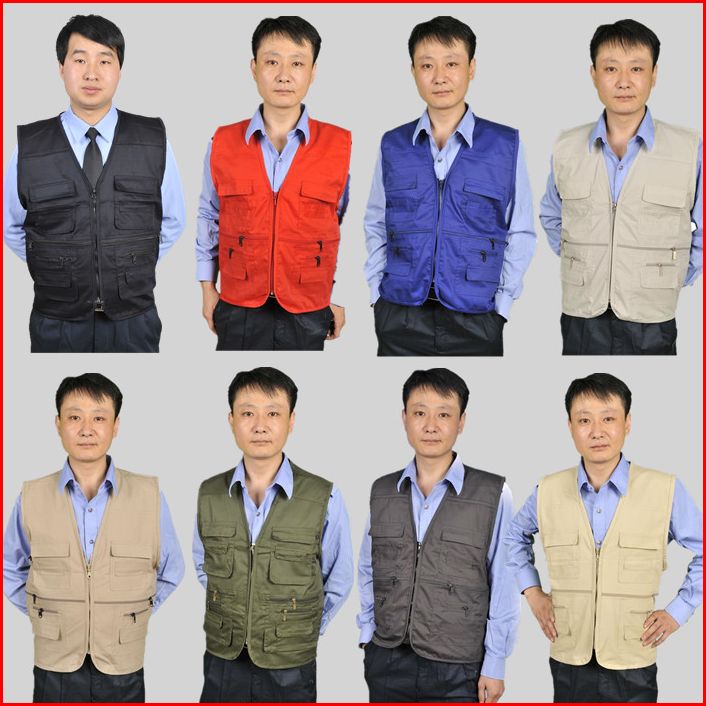 Men's and women's V-neck multi-pocket waistcoat waistcoat photography wedding fishing horse clip volunteer promotional clothing custom LOGO