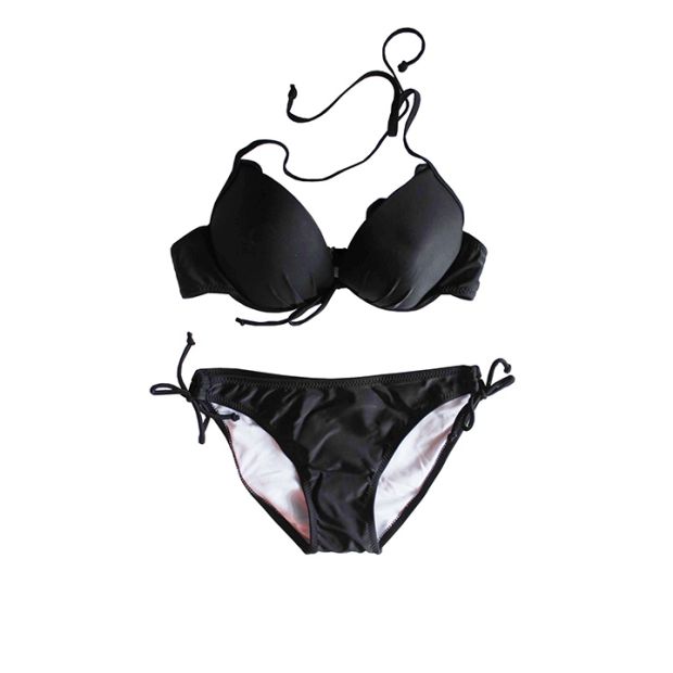 Kẹo màu rắn treo cổ sen lá ren lưng khóa quần bơi có thể điều chỉnh quai quần đáy bikini mùa xuân nóng bỏng đồ bơi nữ dài tay