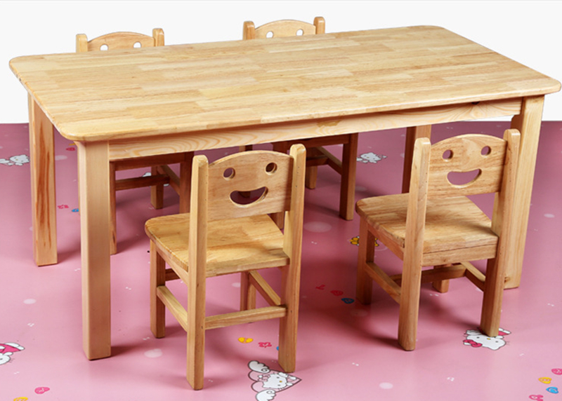 Kindergarten Table And Chairs Children Table Suit Toddler Toy Table Home Solid Wood Learning Desk Rectangular small chair