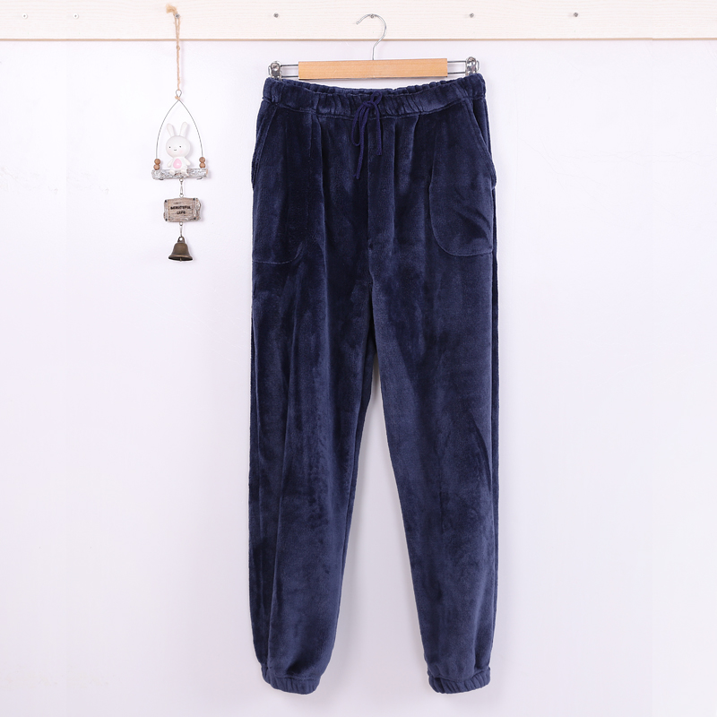 Mới mùa thu và mùa đông flannel đàn ông và phụ nữ ngủ quần dày ấm để giữ cho miệng bó chân kích thước lớn người yêu nhà quần quần short kaki nữ