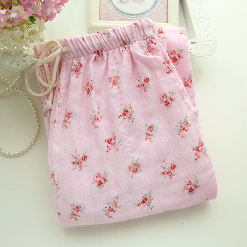 Đôi gạc cotton nữ đồ ngủ nhà quần quần mục vụ mùa xuân và mùa thu mùa thu quần thun dài nữ