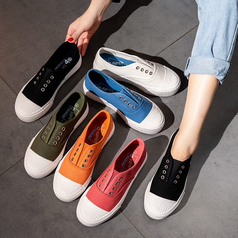 Spring and Autumn One-Pedal Lazy Canvas Shoes Women's Shoes All-match Cloth Shoes 2022 Autumn New Ins Tide Sneakers