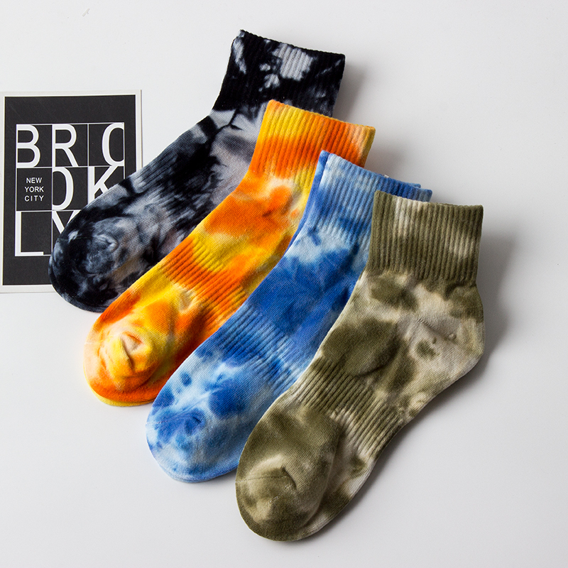 Men's Spring and Autumn Short Mid-Calf Sports Tie-Dye Socks Trendy Green Camouflage Klein Blue Pure Cotton Anti-Odor Socks Men's Spring and Autumn Short Mid-Calf Sports Tie-Dye Socks Trendy Green Camouflage Klein Blue Pure Cotton Anti-Odor Socks