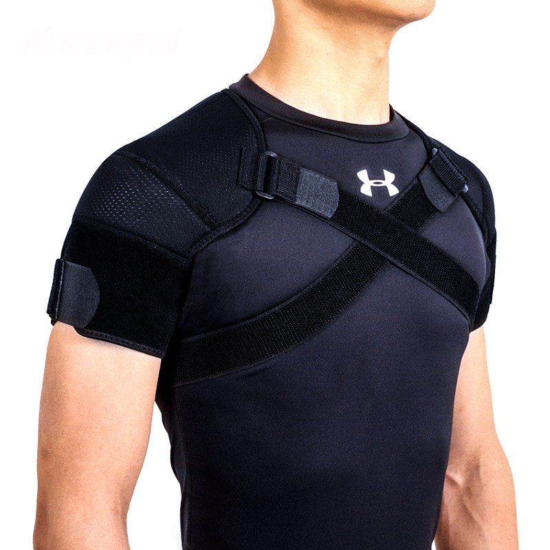 Fan fan adjustable sports shoulder pads Breathable shoulder pads Double shoulder basket row badminton shoulder pads men and women sports protectors