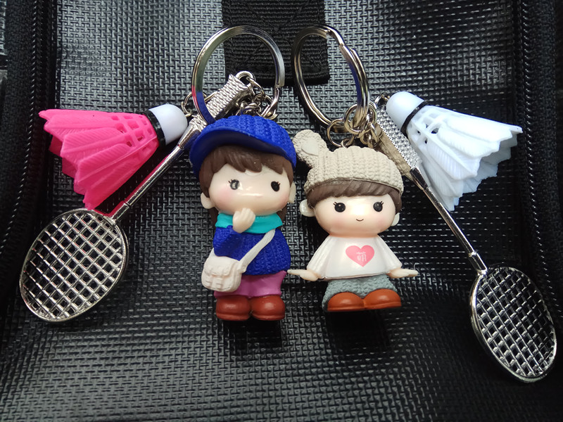 Cầu lông Keychain Búp bê Búp bê Túi xách Phụ kiện Trang sức Móc khóa cạnh tranh Giải thưởng Quà tặng vợt cầu lông cao cấp