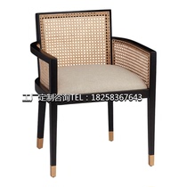 New Chinese-style solid wood sofa chair modern simple living room balcony leisure lazy chair Nordic rattan woven model room furniture