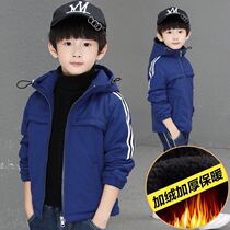 Childrens clothing boys cotton coat winter clothing 2021 new foreign style childrens cotton cotton medium and large children plus velvet padded cotton tide