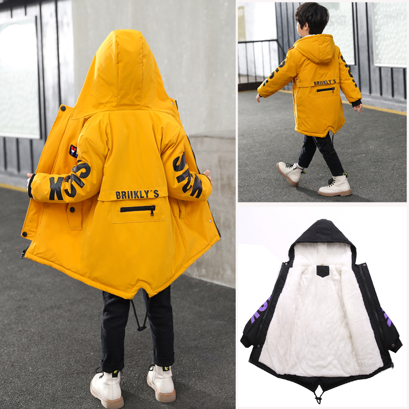 Children's Winter Cotton Clothes 2022 new boys in autumn and winter gas coats plus thickening tide