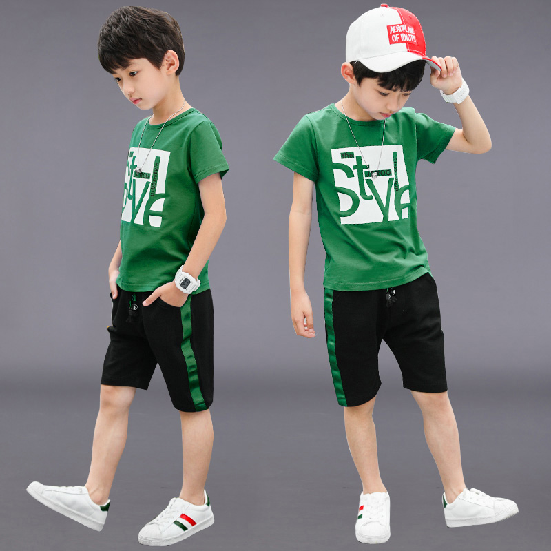 Boy Clothing Boy Summer Dress 2022 New Suit Children CUHK Child Summer Two Sets Short Sleeves 12 Boy 13 Tide