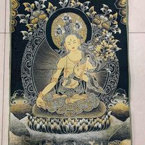 Thangka Tibetan Buddha embroidery Guanyin Bodhisattva hanging painting Bodhisattva statue mural brocade cloth painting cm decoration 90×60