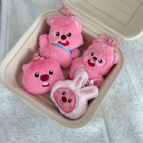 Милый розовый брелок, плюшевая кукла, украшение на сумку, енот, подарок на день рождения