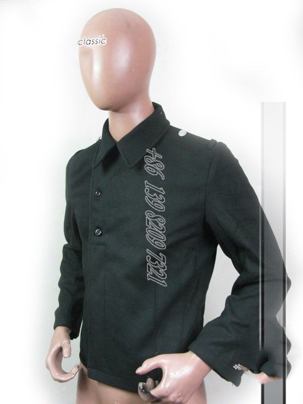 Hans Poetry Poems Black PANZER HAIR Material Beam Waist Jacket Inlaid Silver Collar Side Optional Schutzstaffel