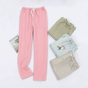 Quần pyjama nam và nữ mùa đông cộng với chất liệu cotton cỡ lớn thường mặc nhà dệt kim lớp không khí cộng với quần cotton cotton