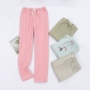 Quần pyjama nam và nữ mùa đông cộng với chất liệu cotton cỡ lớn thường mặc nhà dệt kim lớp không khí cộng với quần cotton cotton quần âu nữ