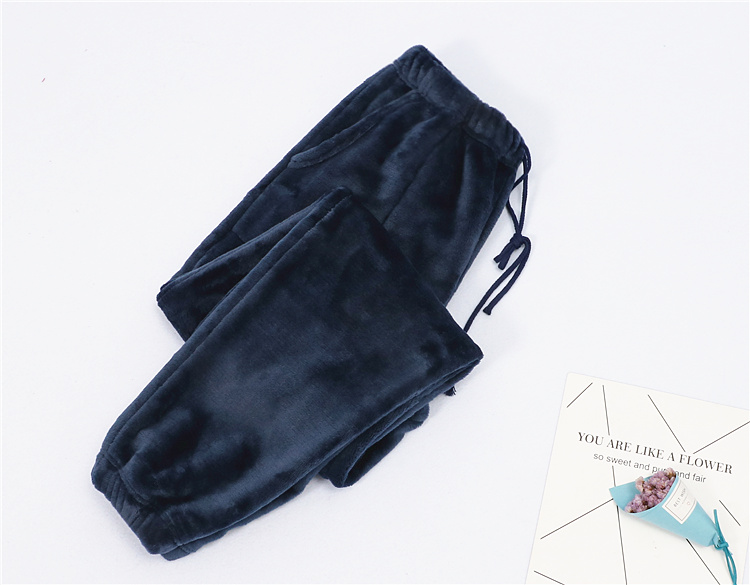 Mùa thu và mùa đông quần flannel pyjama nam và nữ kích thước lớn dày đóng cửa chân nhà quần lỏng giải trí quần nhung san hô quần ống suông nam