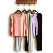 Lady Spring and Autumn Lady with chest cushion free of bra pure cotton Modale long sleeve pyjamas with BAR one-piece home suit suit
