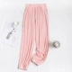 Mùa xuân và mùa hè mỏng phương thức cotton quần pyjama của phụ nữ dải hầm hố đóng sợi kích thước lớn đàn hồi quần ống rộng ở nhà có thể mặc bên ngoài - Quần tây