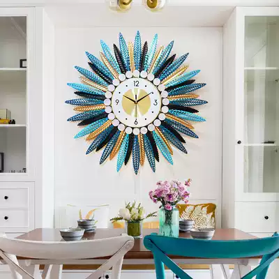 Wall clock living room European style creative Louver clock bedroom home wall hanging table light luxury mute atmospheric decorative clock