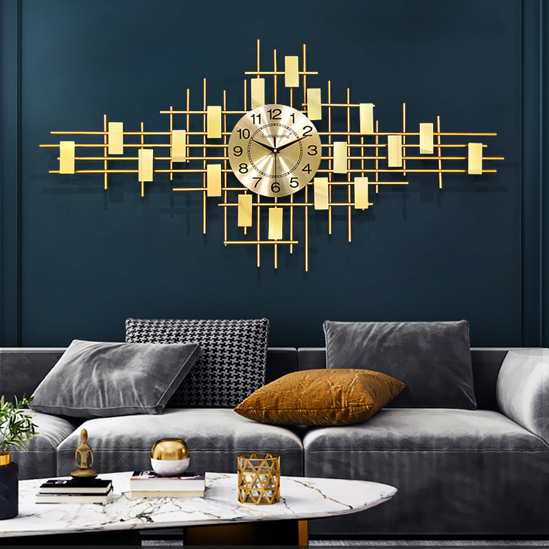 Watch and watch decoration hanging bell living room background wall pendant metal modern light and luxurious European-style atmospheric table hanging wall clock wall decoration