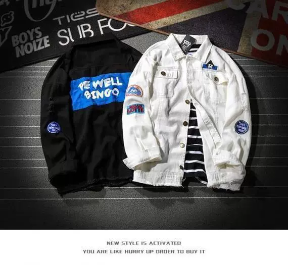 Áo khoác nam mùa thu mới nam cá tính Quần áo mỏng nam phiên bản Hàn Quốc của xu hướng áo khoác denim đẹp trai