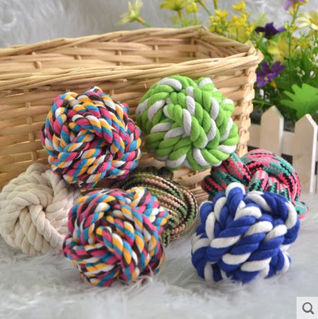 Pet dog teeth grinding toys cotton rope woven ball golden retriever dog bite rope ball anti-bite furniture large, medium and small