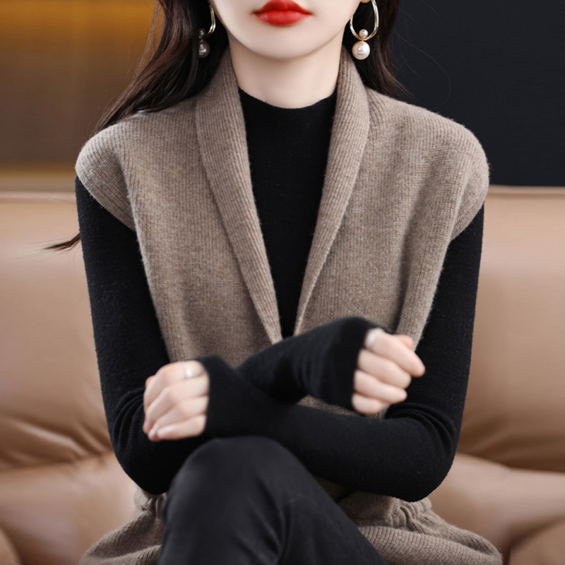 Mid-Length Wool Knitted Vest for Women 2026 Autumn and Winter New Sweater Vest Loose Large Size Cardigan Jacket Mid-Length Wool Knitted Vest for Women 2026 Autumn and Winter New Sweater Vest Loose Large Size Cardigan Jacket
