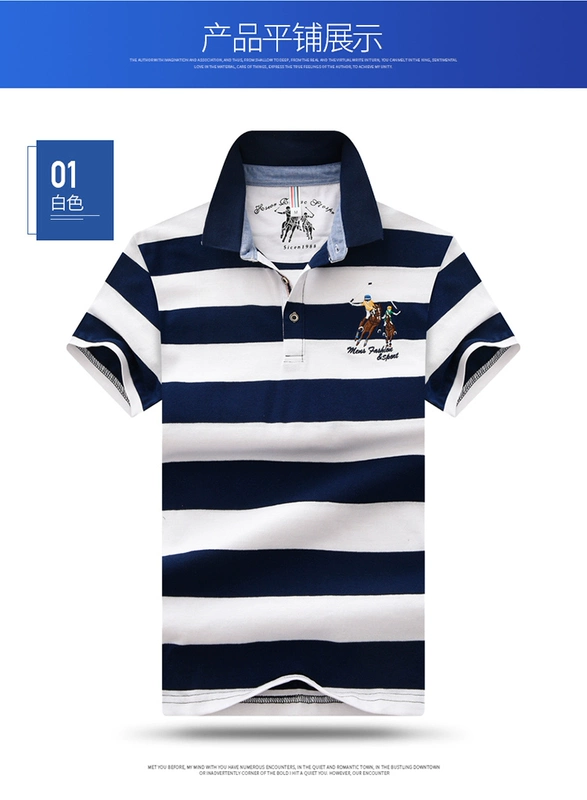Mùa hè 2018 POLO áo sơ mi nam tay ngắn mới áo thun trung niên cotton sọc nửa tay lỏng lẻo áo phông nam có cổ