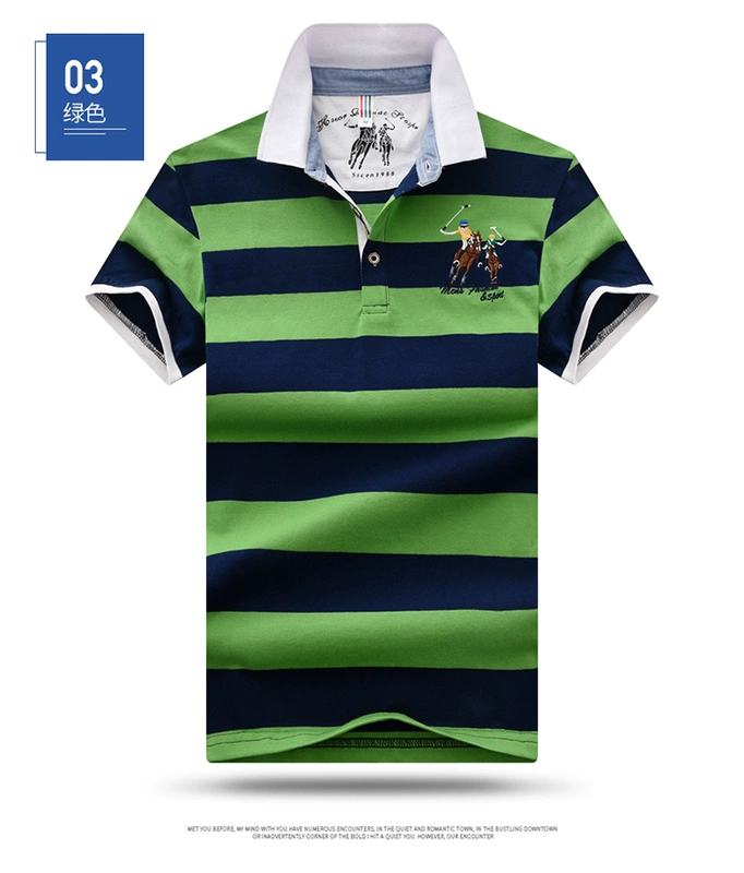 Mùa hè 2018 POLO áo sơ mi nam tay ngắn mới áo thun trung niên cotton sọc nửa tay lỏng lẻo áo phông nam có cổ
