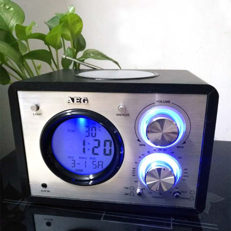 German AEG wood old man's radio multifunction retro old-style desktop computer alarm clock thermometer clock control radio