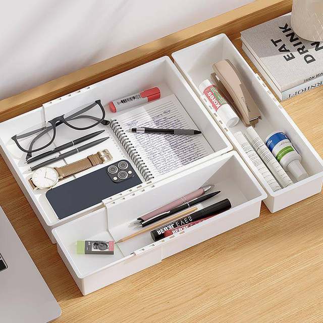 Air retractable drawer storage box Large capacity student stationery classification and sorting cosmetic desktop storage