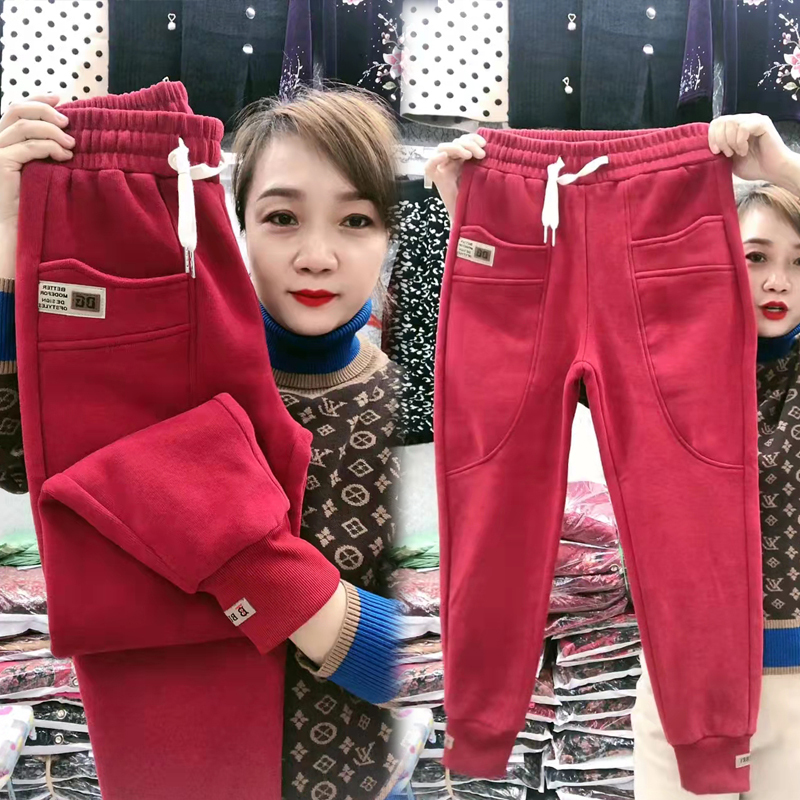 Women's Carrot Pants European Style 2023 Autumn New Fleece-Lined Sweatpants Loose Casual Slimming Joggers Cuffed Harem Pants Women's Carrot Pants European Style 2023 Autumn New Fleece-Lined Sweatpants Loose Casual Slimming Joggers Cuffed Harem Pants