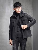 Spanish original ecological suede leather hair one mens retro short fur jacket Haining youth leather jacket