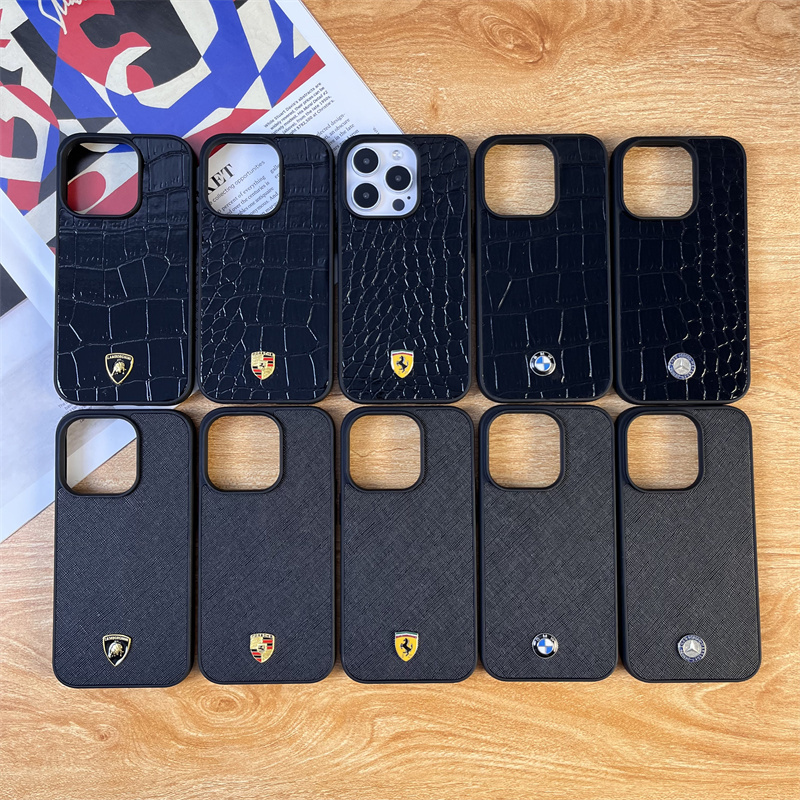 Trendy Luxury Car Brand Suitable for iPhone 16 /15Promax Magnetic Phone Case Apple 14/13/12 Anti-Drop Cross Pattern Protective Case Simple 17