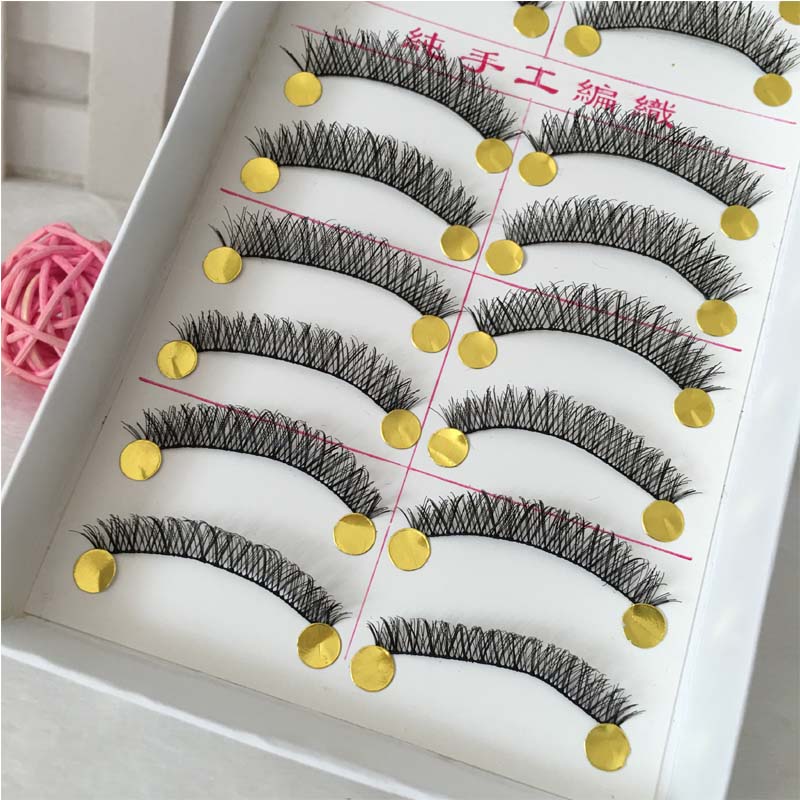 Đài Loan handmade tự nhiên trang điểm nude chéo lông mi giả dày và lông mi thật 10 đôi L-29 - Lông mi giả mi giả 3d