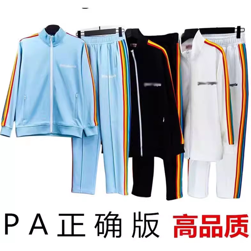 Palm Angels Side Rainbow Stripe Suit Angels Men and Women Couple Sports Casual Jacket Long Pants